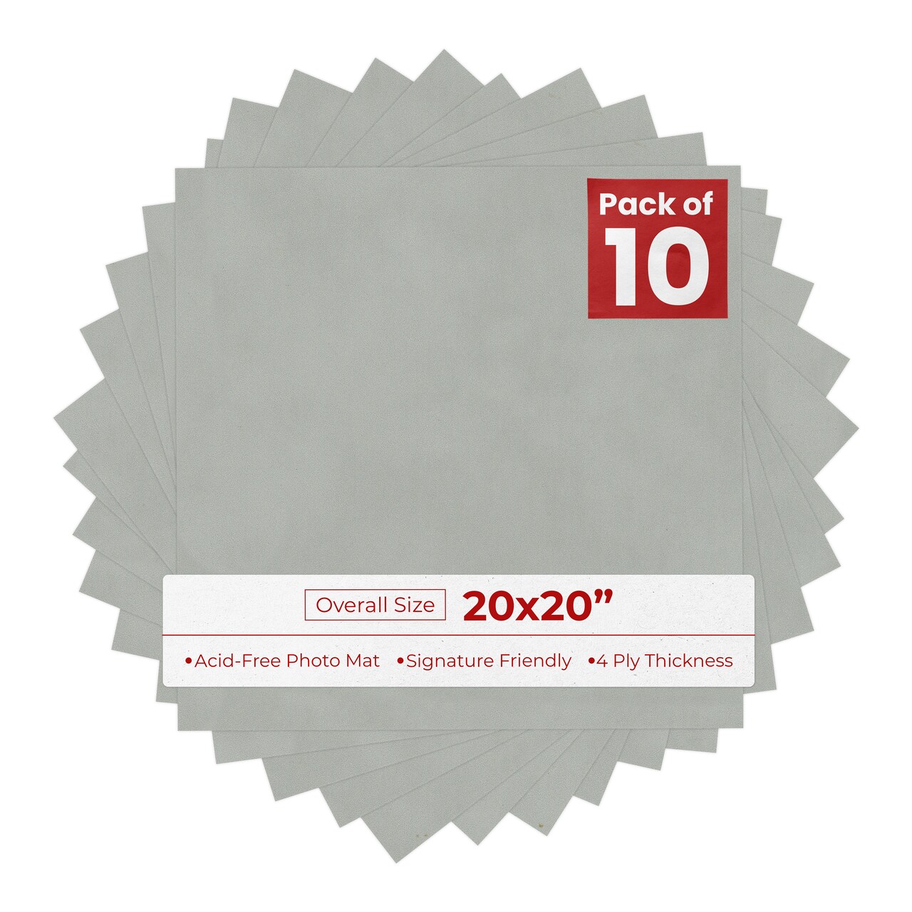 Light Grey Suede 20x20 Uncut Mat Board - Blank Sheet, No Opening